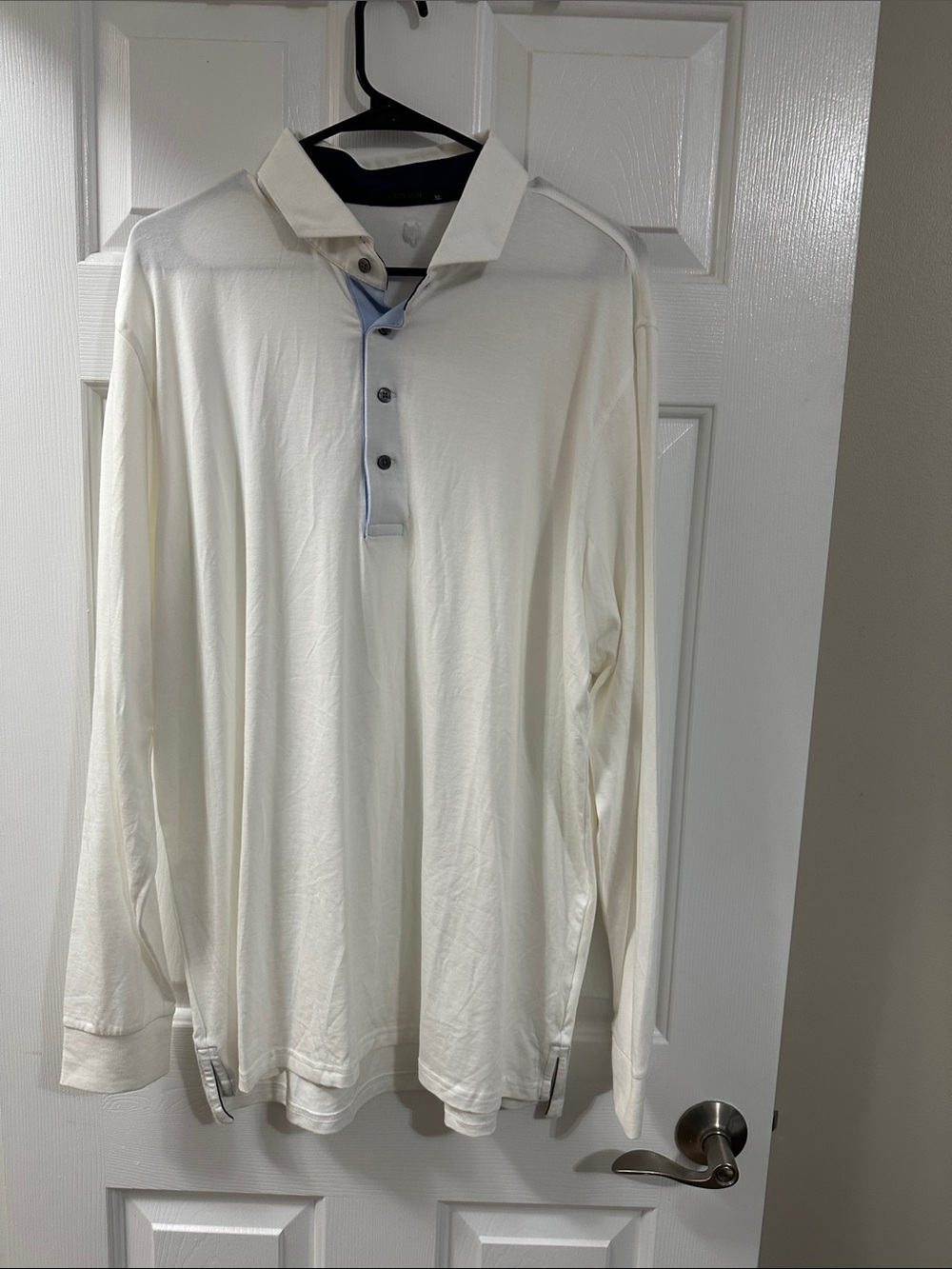 Greyson Long-Sleeve Polo with Light Blue Placket